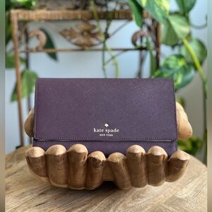Kate Spade Mikas Pond Phoenix Trifold Leather Wallet Soft Aubergine NWOT